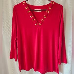 Michael Kors Red Grommet Detail Blouse Size Medium
